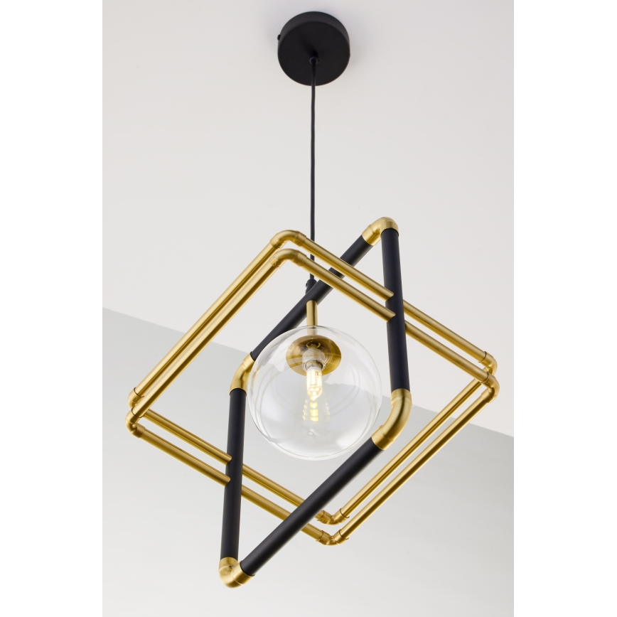 Jupiter 2028 - Candeeiro suspenso FIORI 1xG9/10W/230V preto/dourado/transparente