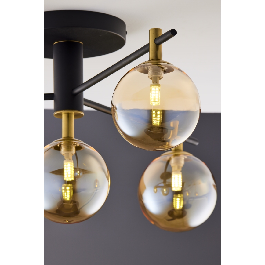 Jupiter 2031 - Candeeiro integrado FIGARO 4xG9/10W/230V preto/dourado/bege