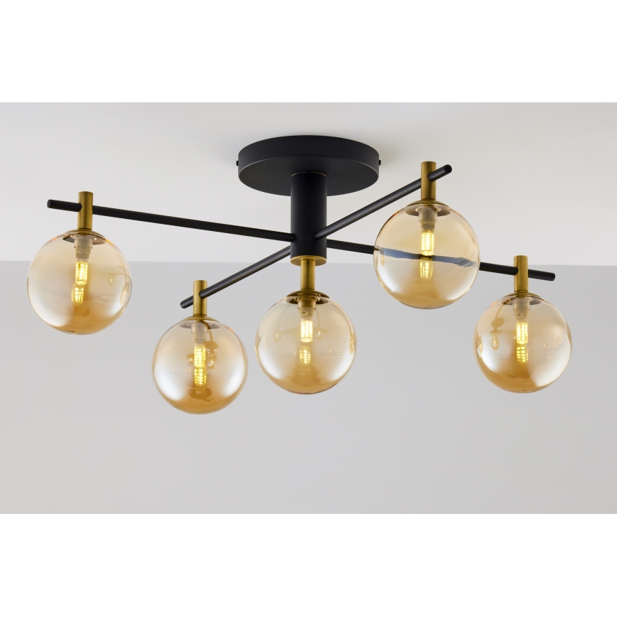 Jupiter 2032 - Candeeiro integrado FIGARO 5xG9/10W/230V preto/dourado/bege