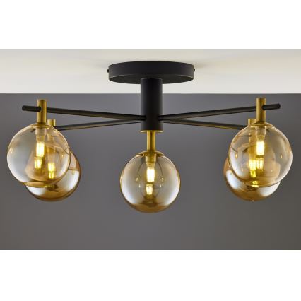 Jupiter 2032 - Candeeiro integrado FIGARO 5xG9/10W/230V preto/dourado/bege