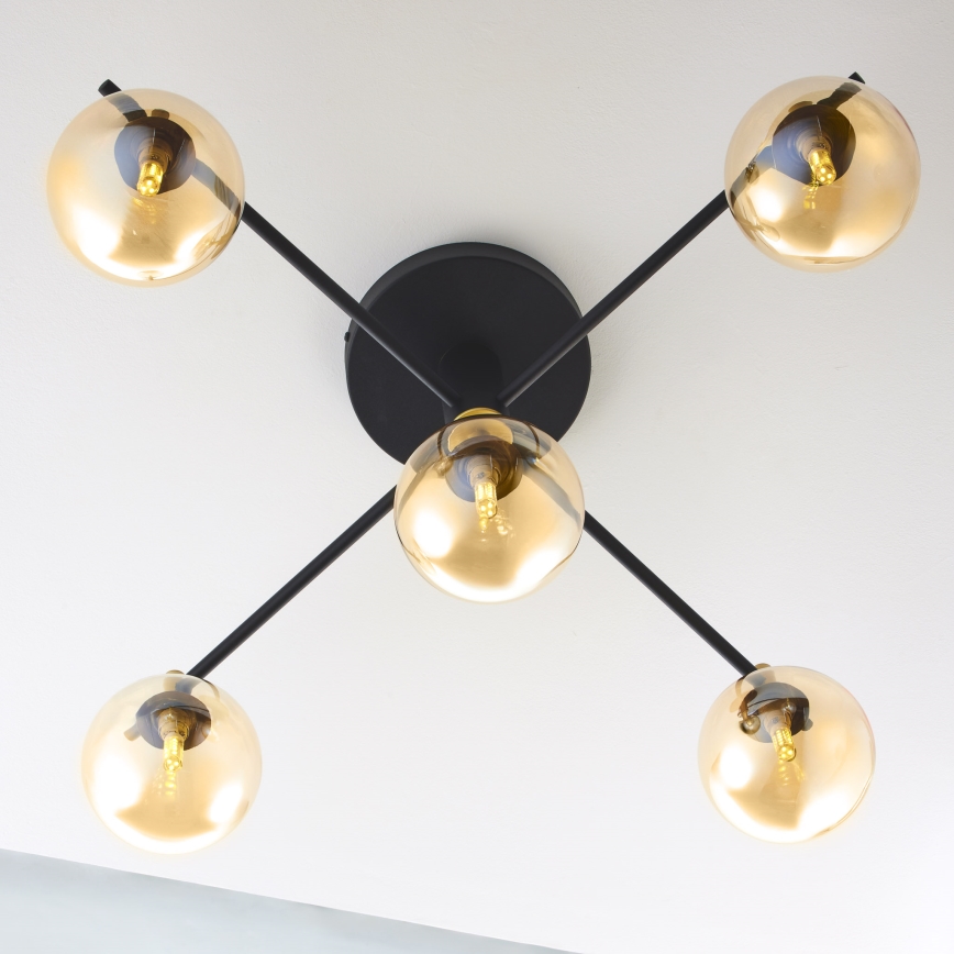 Jupiter 2032 - Candeeiro integrado FIGARO 5xG9/10W/230V preto/dourado/bege