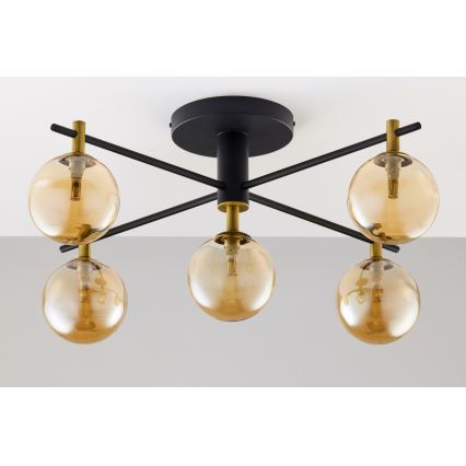 Jupiter 2032 - Candeeiro integrado FIGARO 5xG9/10W/230V preto/dourado/bege