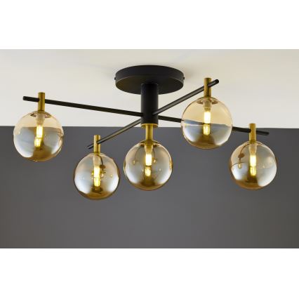 Jupiter 2032 - Candeeiro integrado FIGARO 5xG9/10W/230V preto/dourado/bege