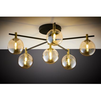 Jupiter 2033 - Candeeiro integrado FIGARO 6xG9/10W/230V preto/dourado/bege