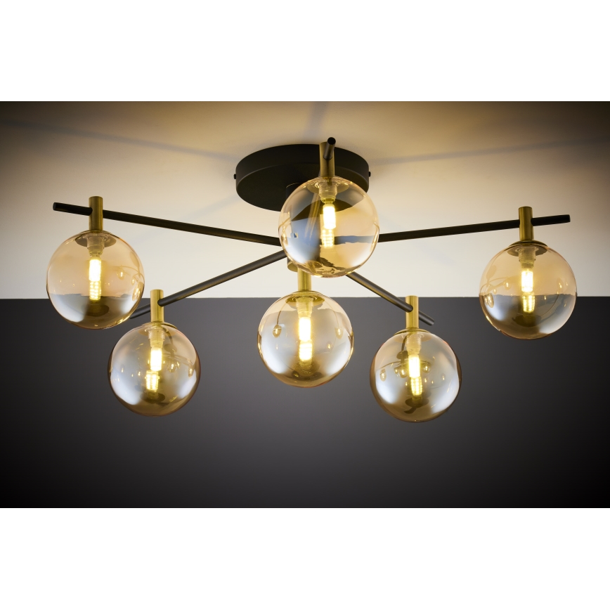Jupiter 2033 - Candeeiro integrado FIGARO 6xG9/10W/230V preto/dourado/bege