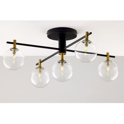 Jupiter 2035 - Candeeiro integrado FIGARO 5xG9/10W/230V preto/dourado/bege/transparente