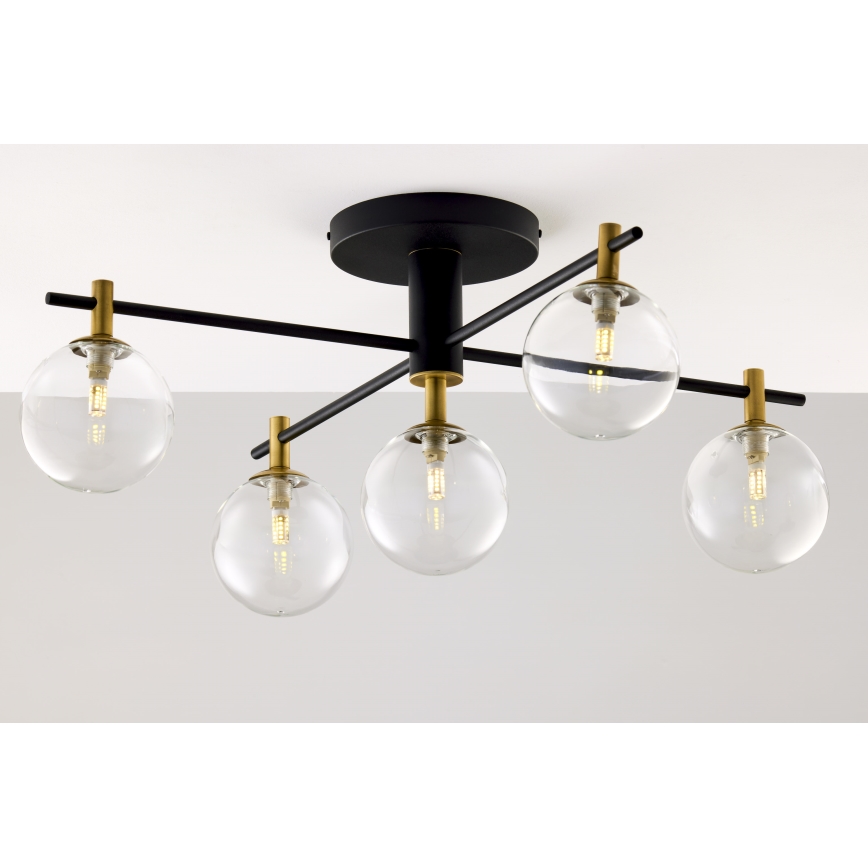 Jupiter 2035 - Candeeiro integrado FIGARO 5xG9/10W/230V preto/dourado/bege/transparente