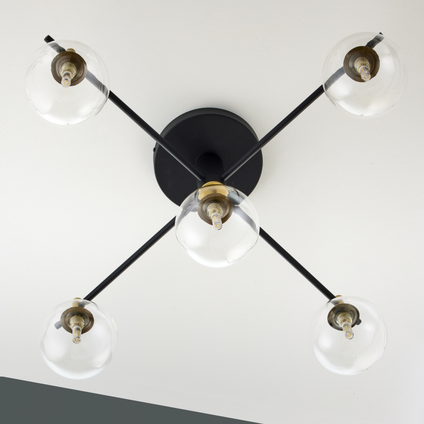Jupiter 2035 - Candeeiro integrado FIGARO 5xG9/10W/230V preto/dourado/bege/transparente