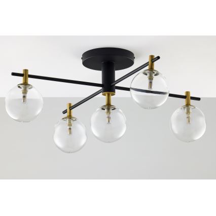 Jupiter 2035 - Candeeiro integrado FIGARO 5xG9/10W/230V preto/dourado/bege/transparente
