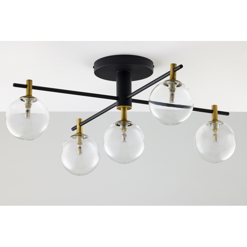 Jupiter 2035 - Candeeiro integrado FIGARO 5xG9/10W/230V preto/dourado/bege/transparente