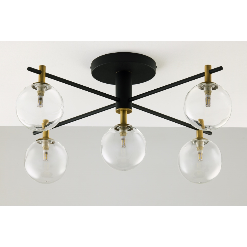 Jupiter 2035 - Candeeiro integrado FIGARO 5xG9/10W/230V preto/dourado/bege/transparente