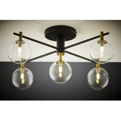 Jupiter 2035 - Candeeiro integrado FIGARO 5xG9/10W/230V preto/dourado/bege/transparente