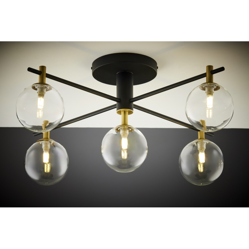 Jupiter 2035 - Candeeiro integrado FIGARO 5xG9/10W/230V preto/dourado/bege/transparente