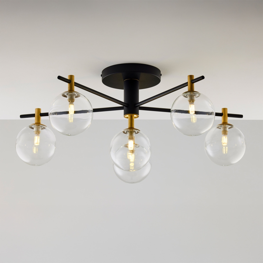Jupiter 2036 - Candeeiro integrado FIGARO 6xG9/10W/230V preto/dourado/bege/transparente