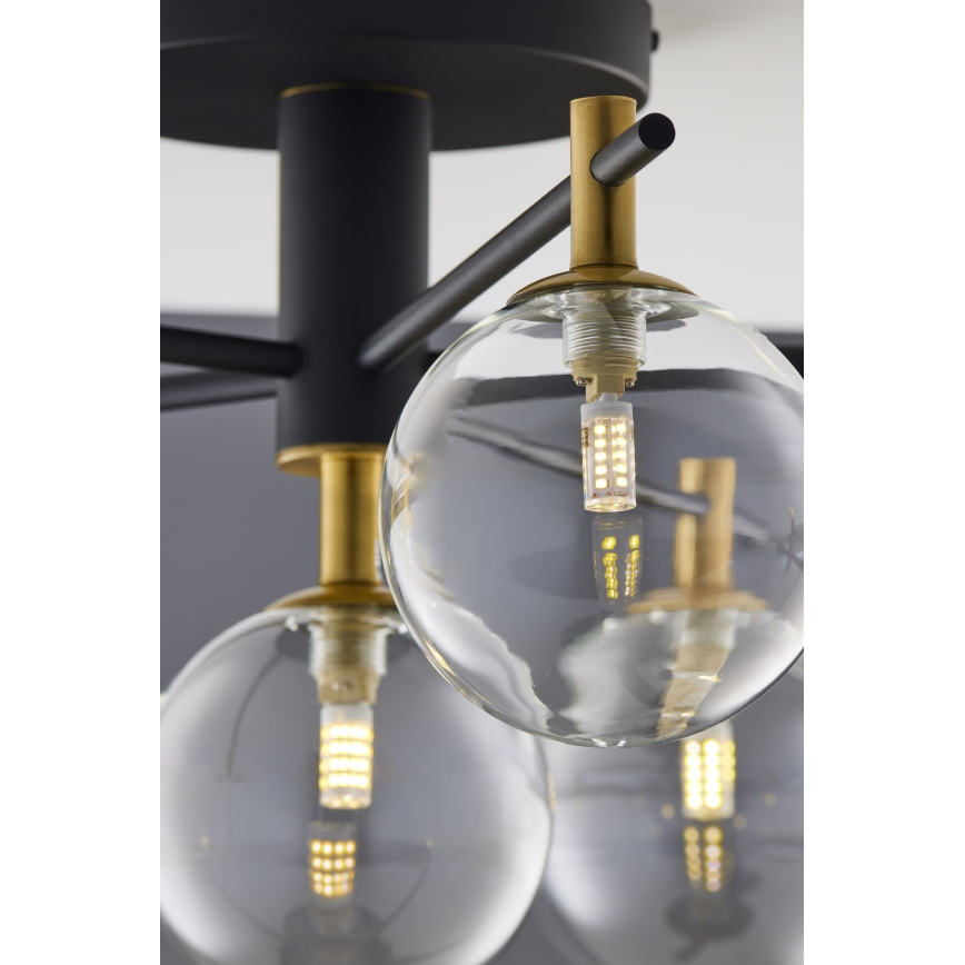 Jupiter 2036 - Candeeiro integrado FIGARO 6xG9/10W/230V preto/dourado/bege/transparente