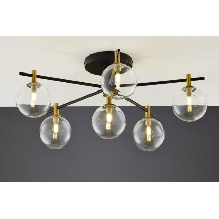 Jupiter 2036 - Candeeiro integrado FIGARO 6xG9/10W/230V preto/dourado/bege/transparente