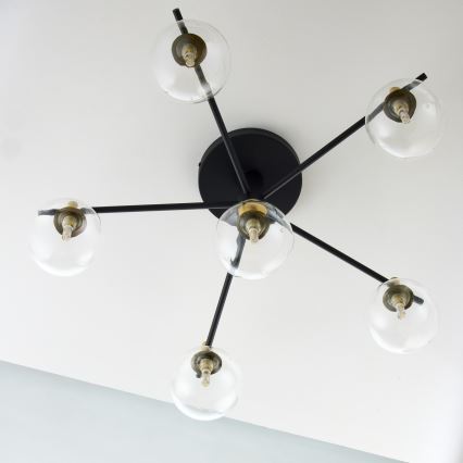 Jupiter 2036 - Candeeiro integrado FIGARO 6xG9/10W/230V preto/dourado/bege/transparente