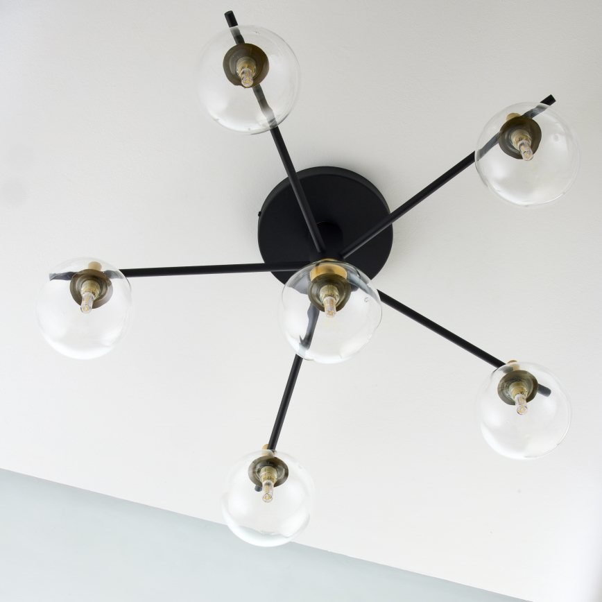 Jupiter 2036 - Candeeiro integrado FIGARO 6xG9/10W/230V preto/dourado/bege/transparente