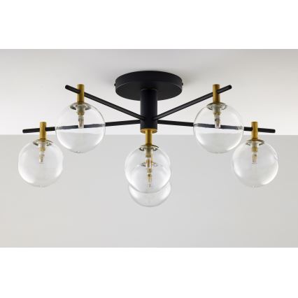 Jupiter 2036 - Candeeiro integrado FIGARO 6xG9/10W/230V preto/dourado/bege/transparente