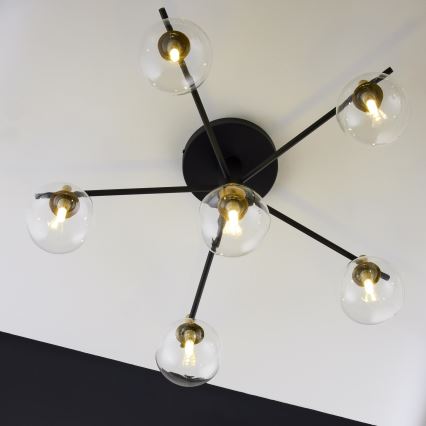 Jupiter 2036 - Candeeiro integrado FIGARO 6xG9/10W/230V preto/dourado/bege/transparente