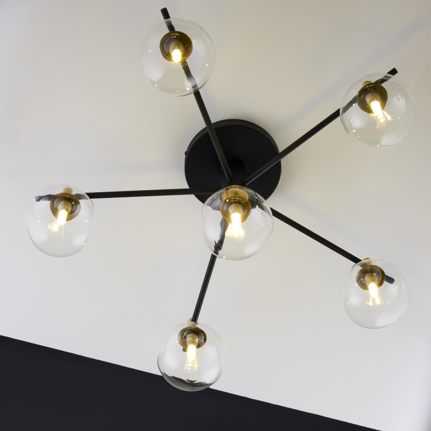 Jupiter 2036 - Candeeiro integrado FIGARO 6xG9/10W/230V preto/dourado/bege/transparente