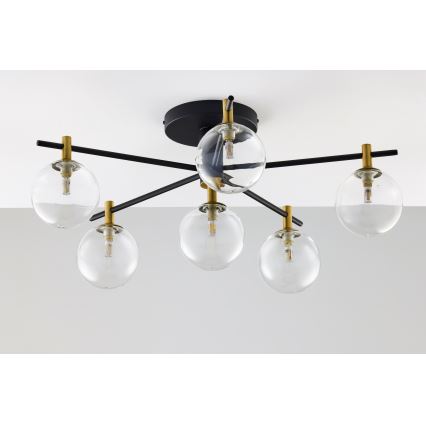 Jupiter 2036 - Candeeiro integrado FIGARO 6xG9/10W/230V preto/dourado/bege/transparente
