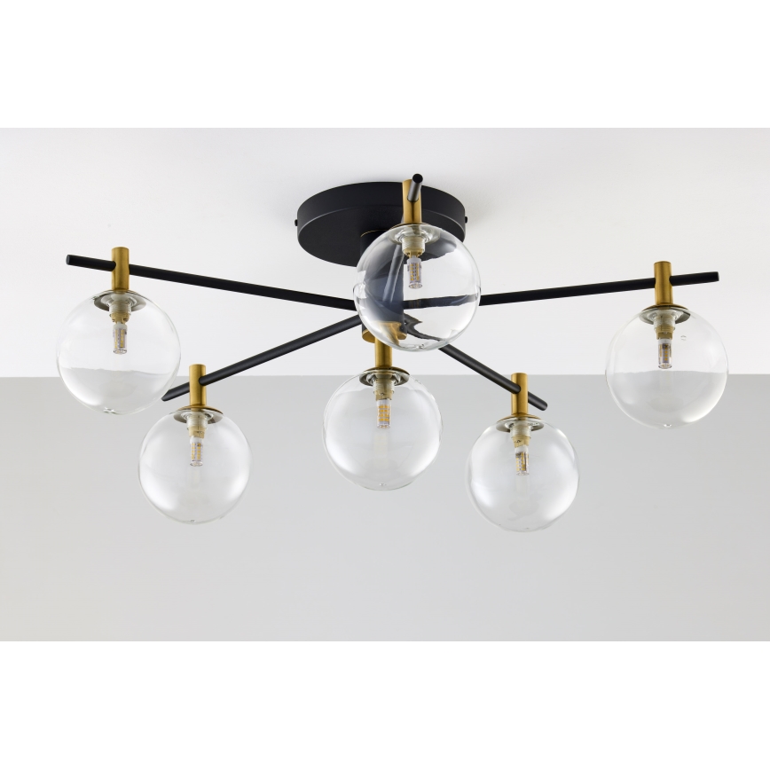 Jupiter 2036 - Candeeiro integrado FIGARO 6xG9/10W/230V preto/dourado/bege/transparente