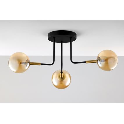 Jupiter 2037 - Candeeiro suspenso BURANO 3xG9/10W/230V preto/dourado/bege