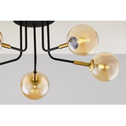 Jupiter 2038 - Candeeiro suspenso BURANO 5xG9/10W/230V preto/dourado/bege