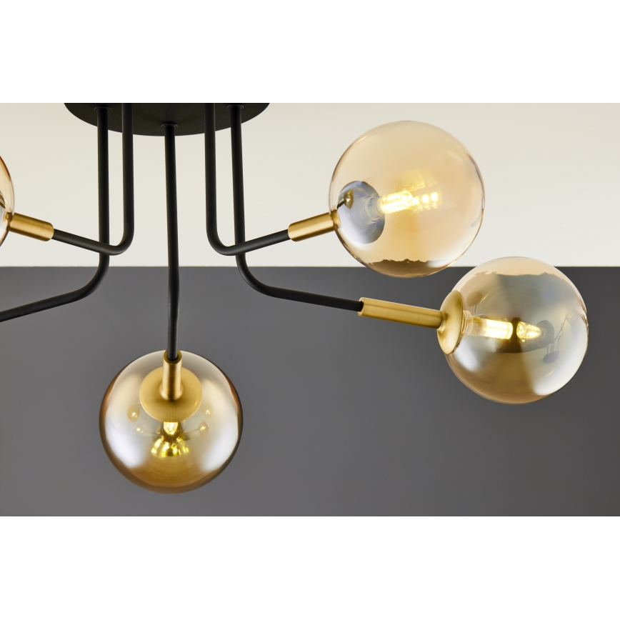 Jupiter 2038 - Candeeiro suspenso BURANO 5xG9/10W/230V preto/dourado/bege