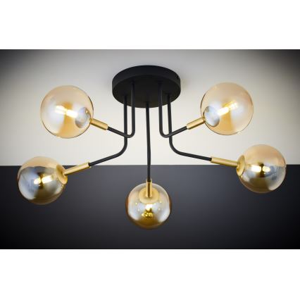 Jupiter 2038 - Candeeiro suspenso BURANO 5xG9/10W/230V preto/dourado/bege