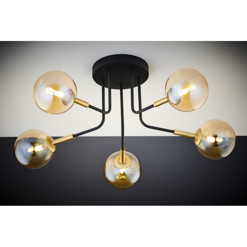 Jupiter 2038 - Candeeiro suspenso BURANO 5xG9/10W/230V preto/dourado/bege