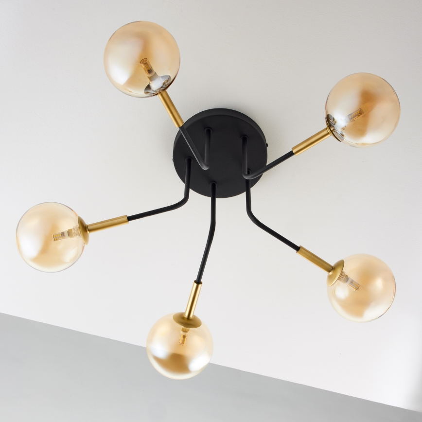 Jupiter 2038 - Candeeiro suspenso BURANO 5xG9/10W/230V preto/dourado/bege