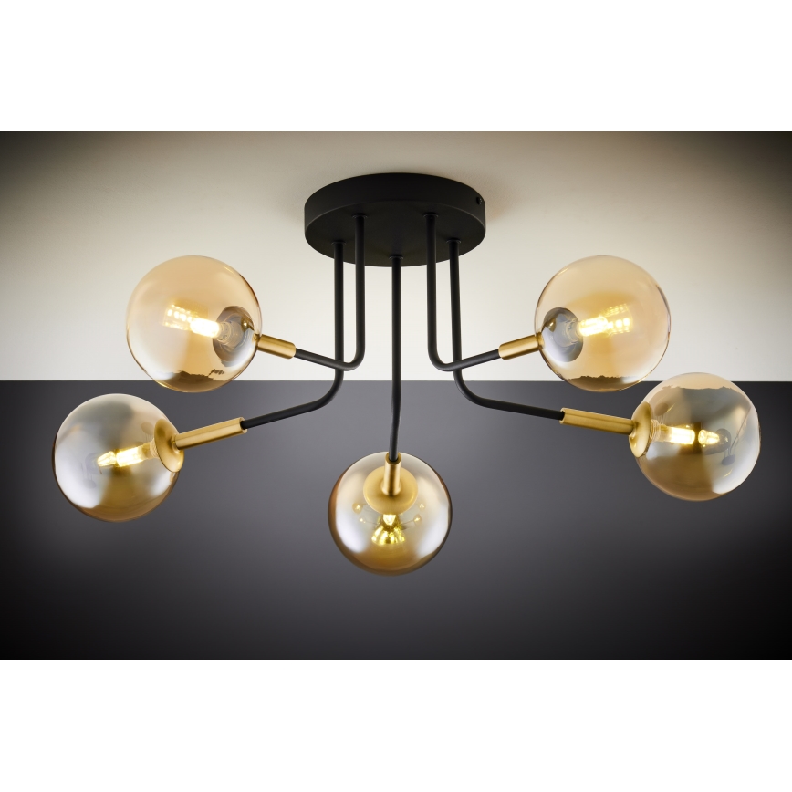 Jupiter 2038 - Candeeiro suspenso BURANO 5xG9/10W/230V preto/dourado/bege