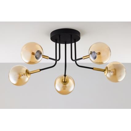 Jupiter 2038 - Candeeiro suspenso BURANO 5xG9/10W/230V preto/dourado/bege