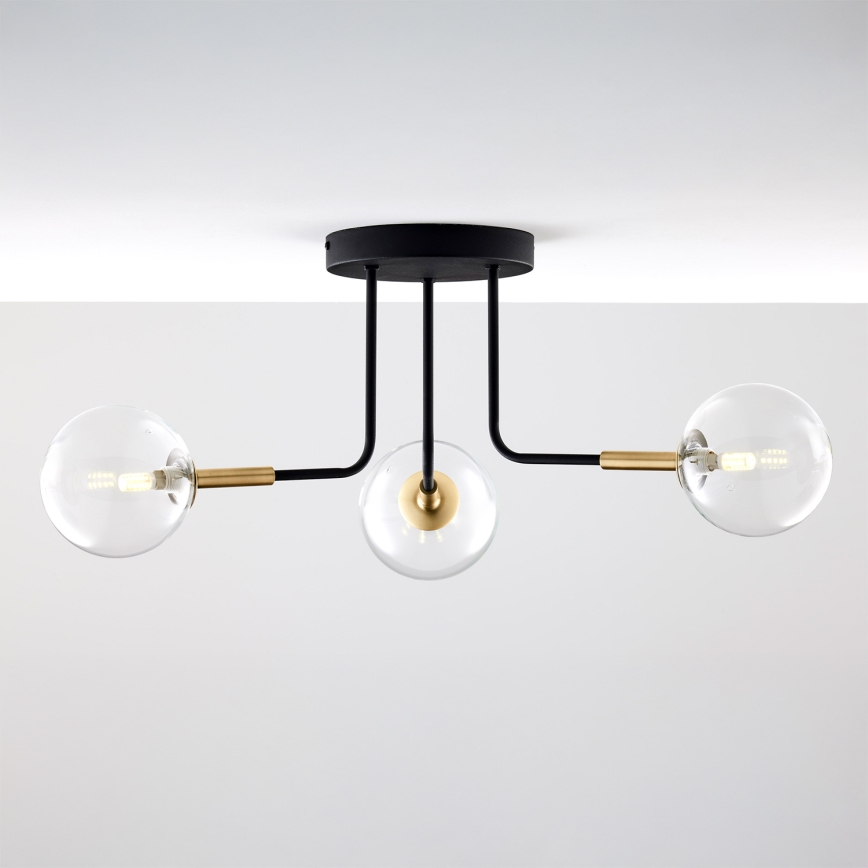 Jupiter 2039 - Candeeiro suspenso BURANO 3xG9/10W/230V preto/dourado/transparente