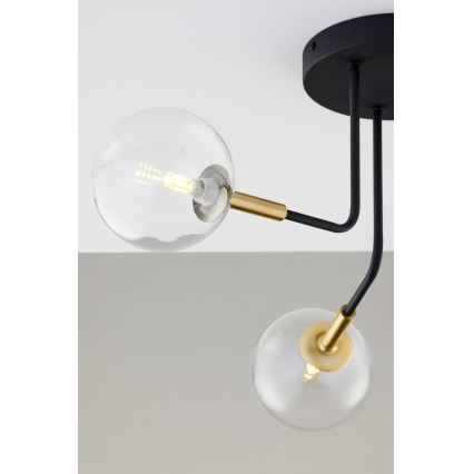 Jupiter 2039 - Candeeiro suspenso BURANO 3xG9/10W/230V preto/dourado/transparente