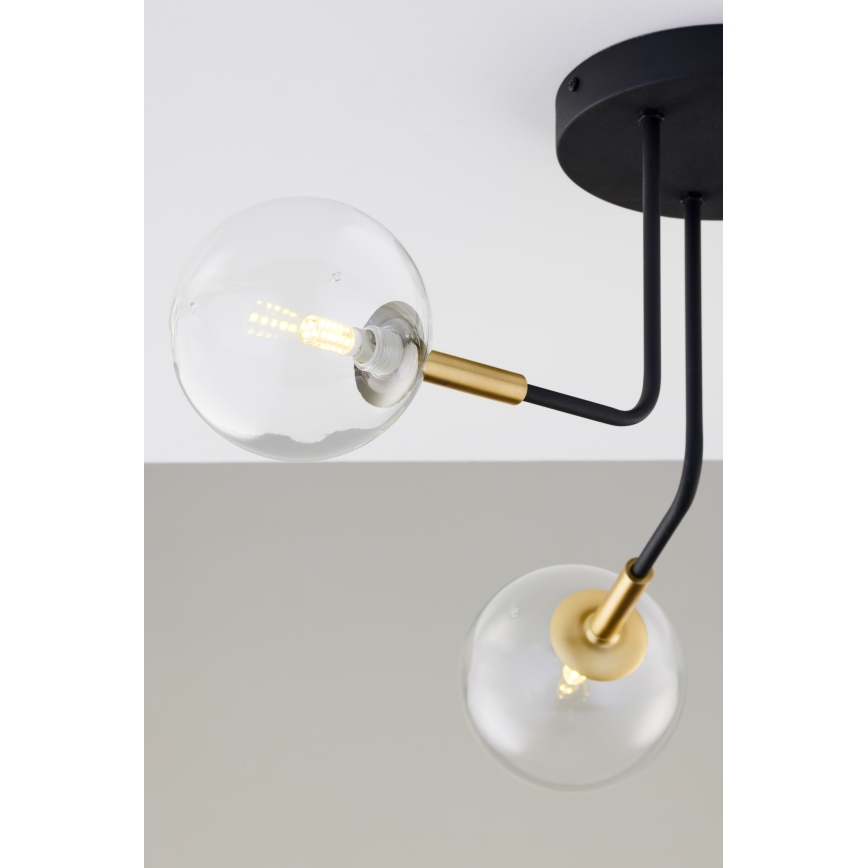 Jupiter 2039 - Candeeiro suspenso BURANO 3xG9/10W/230V preto/dourado/transparente