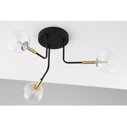 Jupiter 2039 - Candeeiro suspenso BURANO 3xG9/10W/230V preto/dourado/transparente