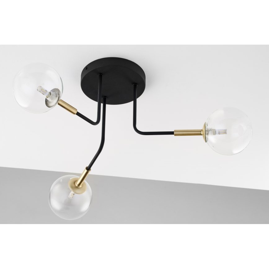 Jupiter 2039 - Candeeiro suspenso BURANO 3xG9/10W/230V preto/dourado/transparente