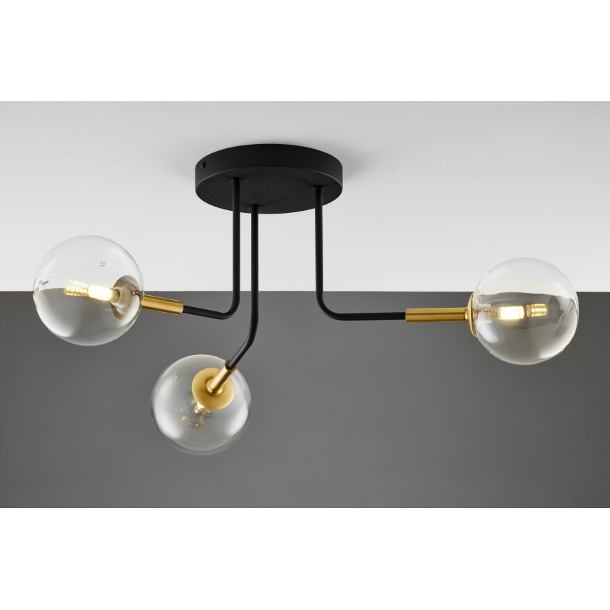 Jupiter 2039 - Candeeiro suspenso BURANO 3xG9/10W/230V preto/dourado/transparente