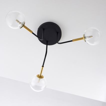 Jupiter 2039 - Candeeiro suspenso BURANO 3xG9/10W/230V preto/dourado/transparente