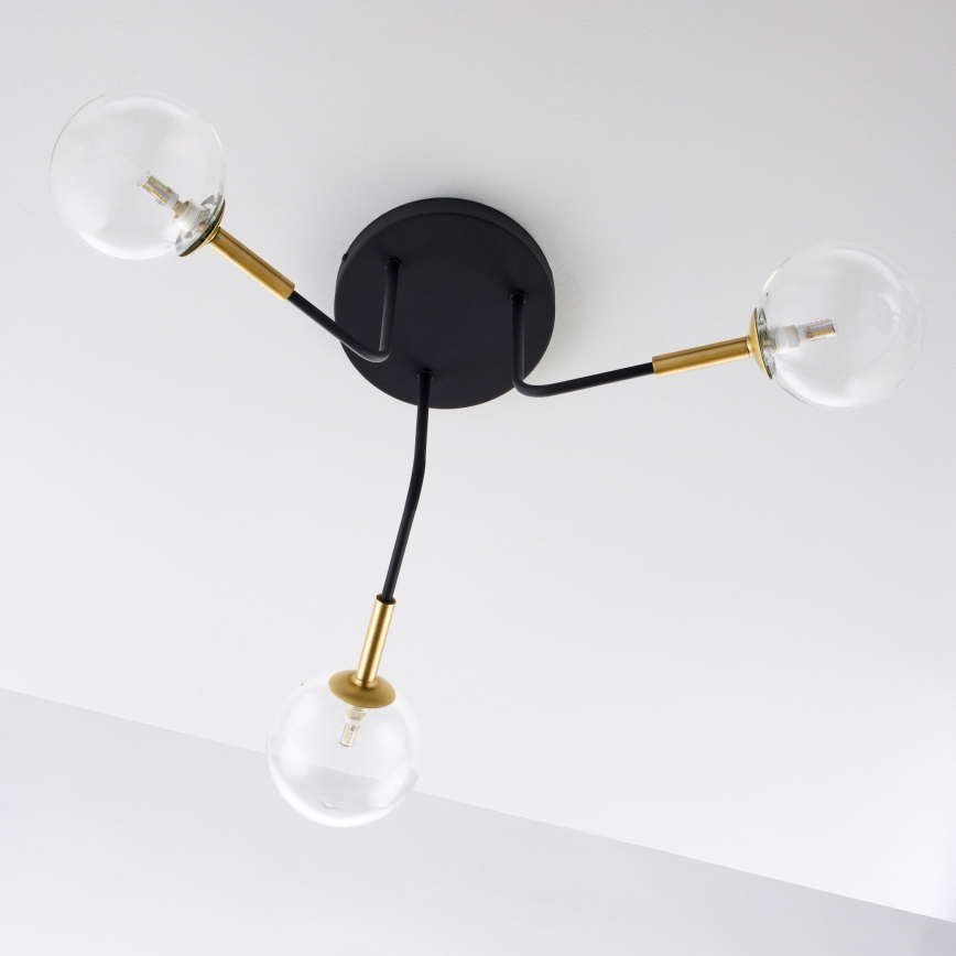 Jupiter 2039 - Candeeiro suspenso BURANO 3xG9/10W/230V preto/dourado/transparente