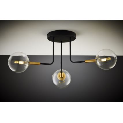Jupiter 2039 - Candeeiro suspenso BURANO 3xG9/10W/230V preto/dourado/transparente