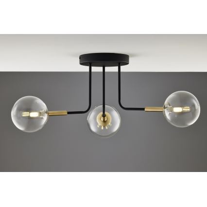 Jupiter 2039 - Candeeiro suspenso BURANO 3xG9/10W/230V preto/dourado/transparente
