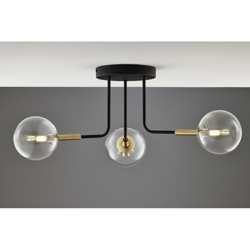 Jupiter 2039 - Candeeiro suspenso BURANO 3xG9/10W/230V preto/dourado/transparente