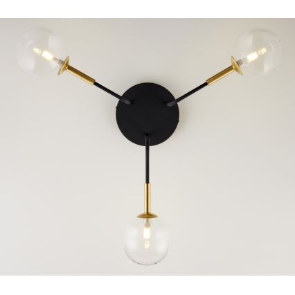 Jupiter 2039 - Candeeiro suspenso BURANO 3xG9/10W/230V preto/dourado/transparente