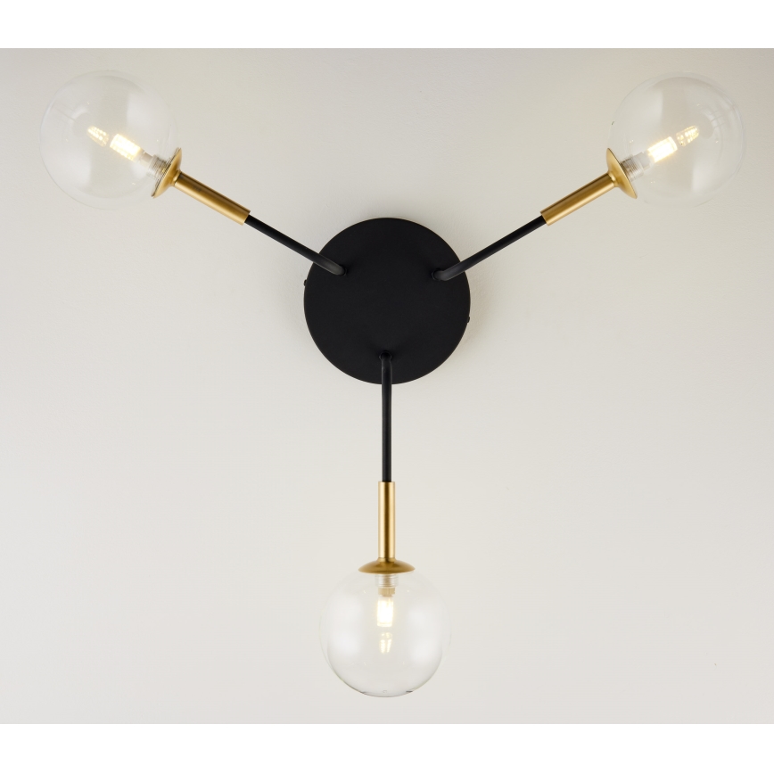 Jupiter 2039 - Candeeiro suspenso BURANO 3xG9/10W/230V preto/dourado/transparente