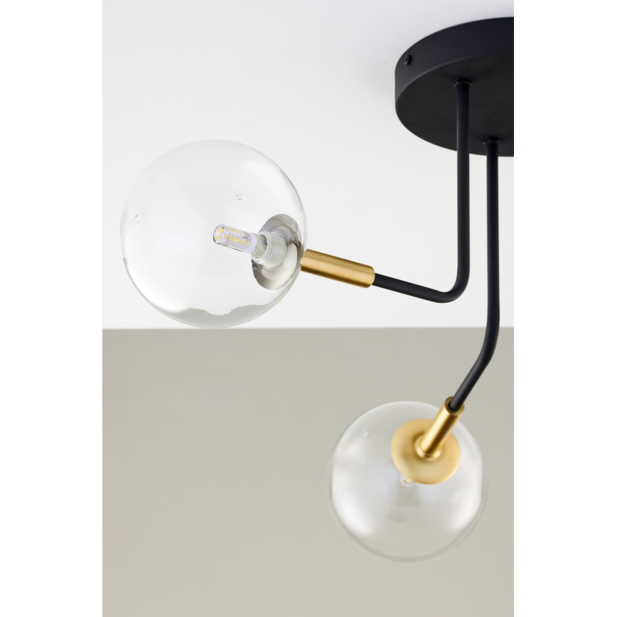 Jupiter 2039 - Candeeiro suspenso BURANO 3xG9/10W/230V preto/dourado/transparente
