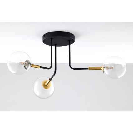 Jupiter 2039 - Candeeiro suspenso BURANO 3xG9/10W/230V preto/dourado/transparente